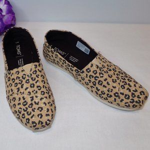 Toms Alpargata Natural Textured Cheetah Slip On Flats Women's Size 7